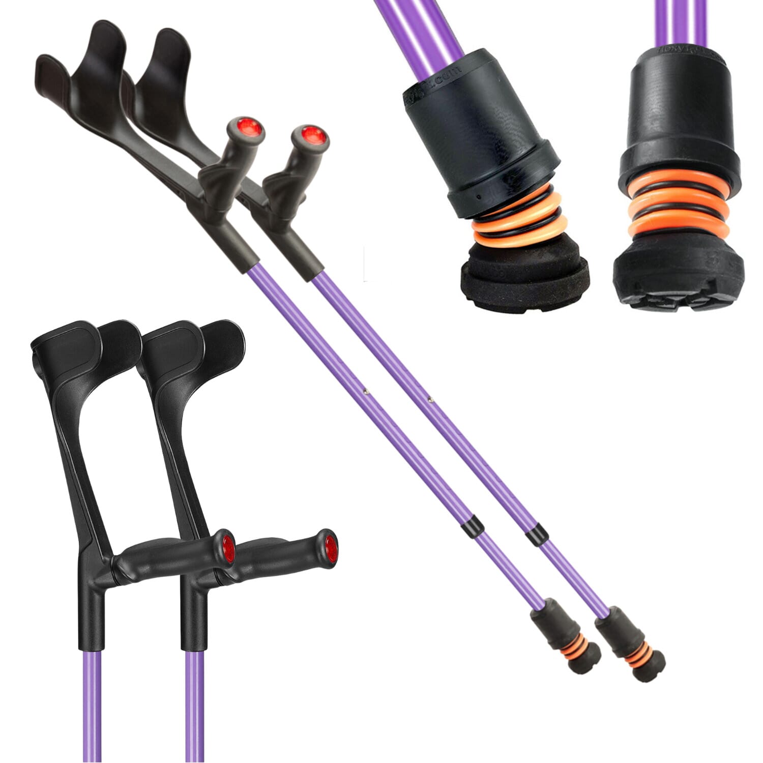 flexyfoot open cuff comfort grip crutches lilac pair