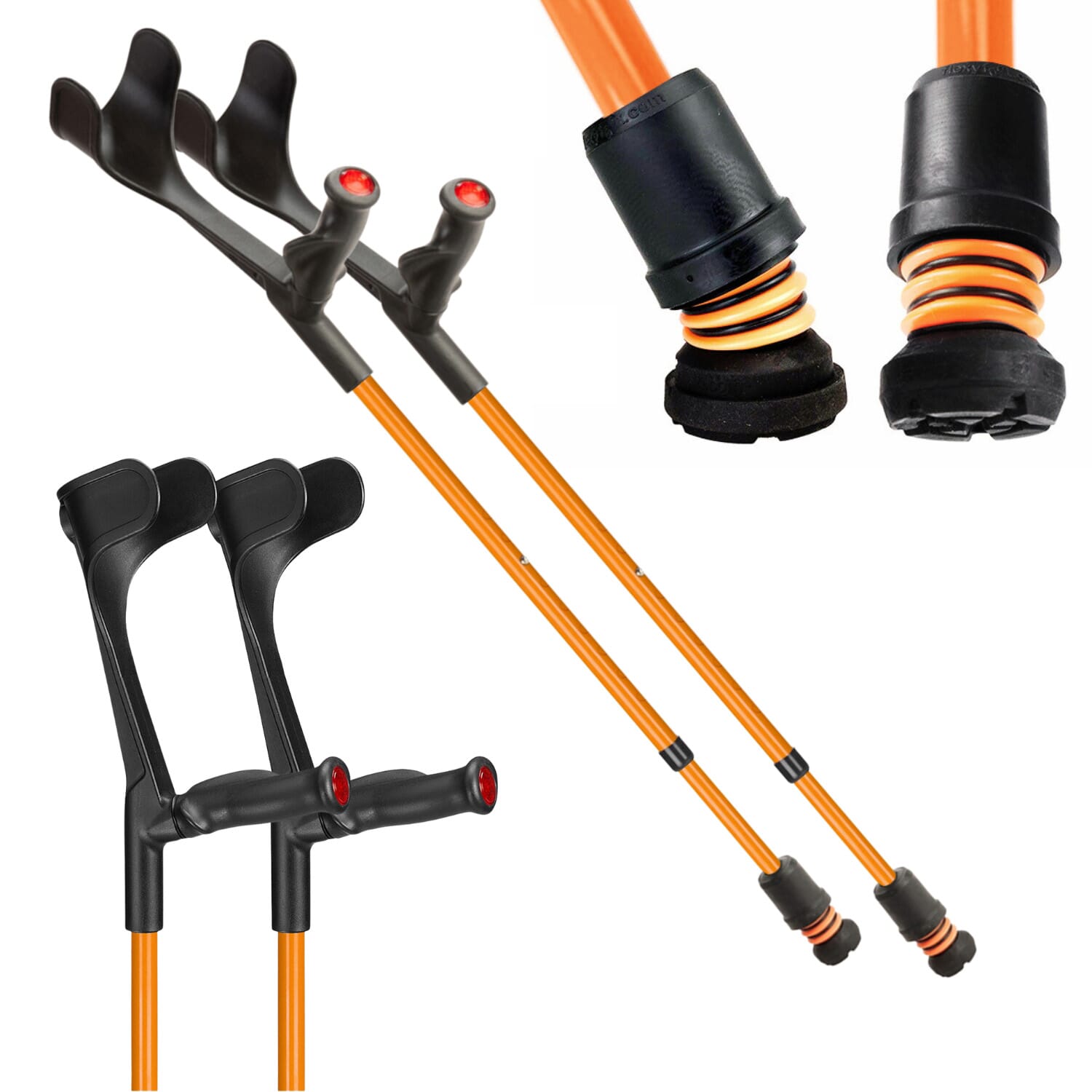 flexyfoot open cuff comfort grip crutches orange pair