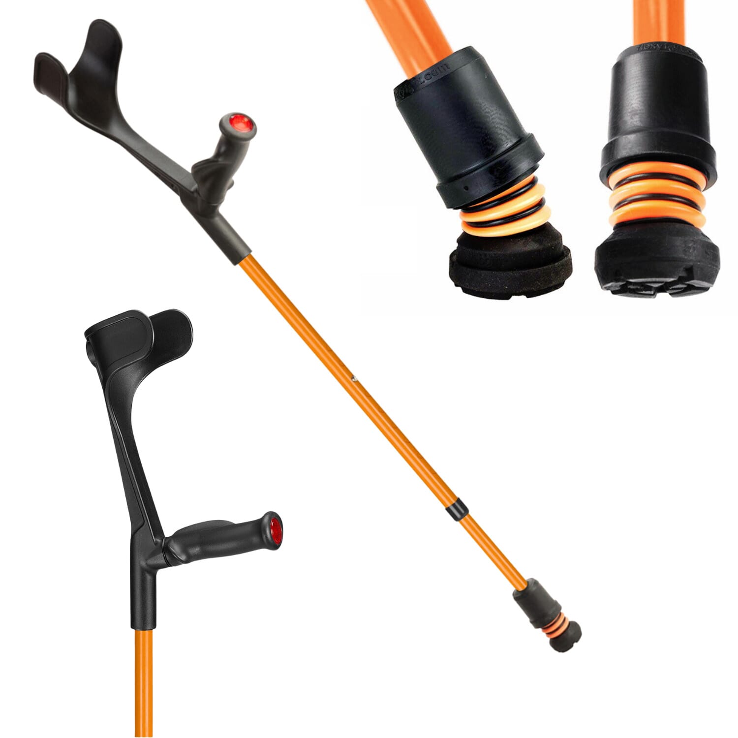 View Flexyfoot Open Cuff Comfort Grip Crutches Orange Right information