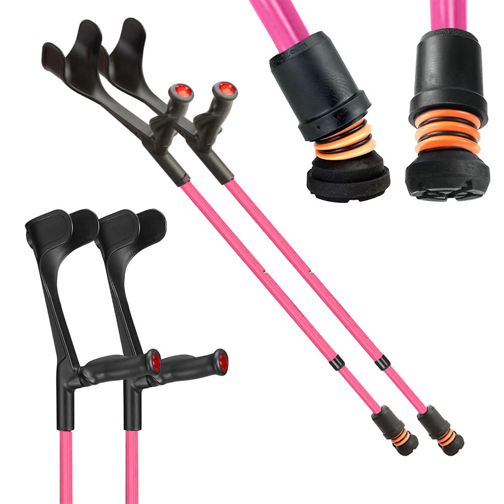View Flexyfoot Open Cuff Comfort Grip Crutches Pink Pair information