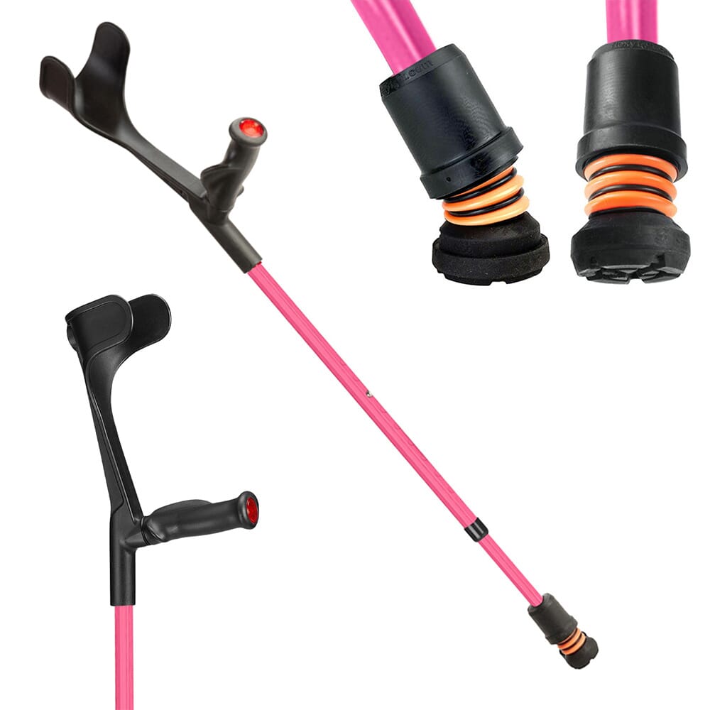 View Flexyfoot Open Cuff Comfort Grip Crutches Pink Right information