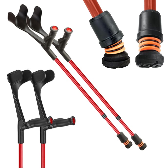 flexyfoot open cuff comfort grip crutches red pair 1