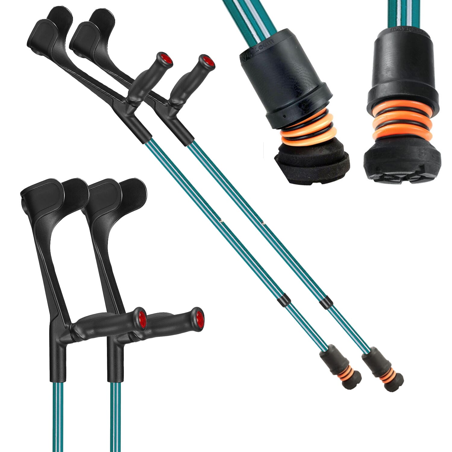 Flexyfoot Open Cuff Comfort Grip Crutches Red Right from Essential Aids