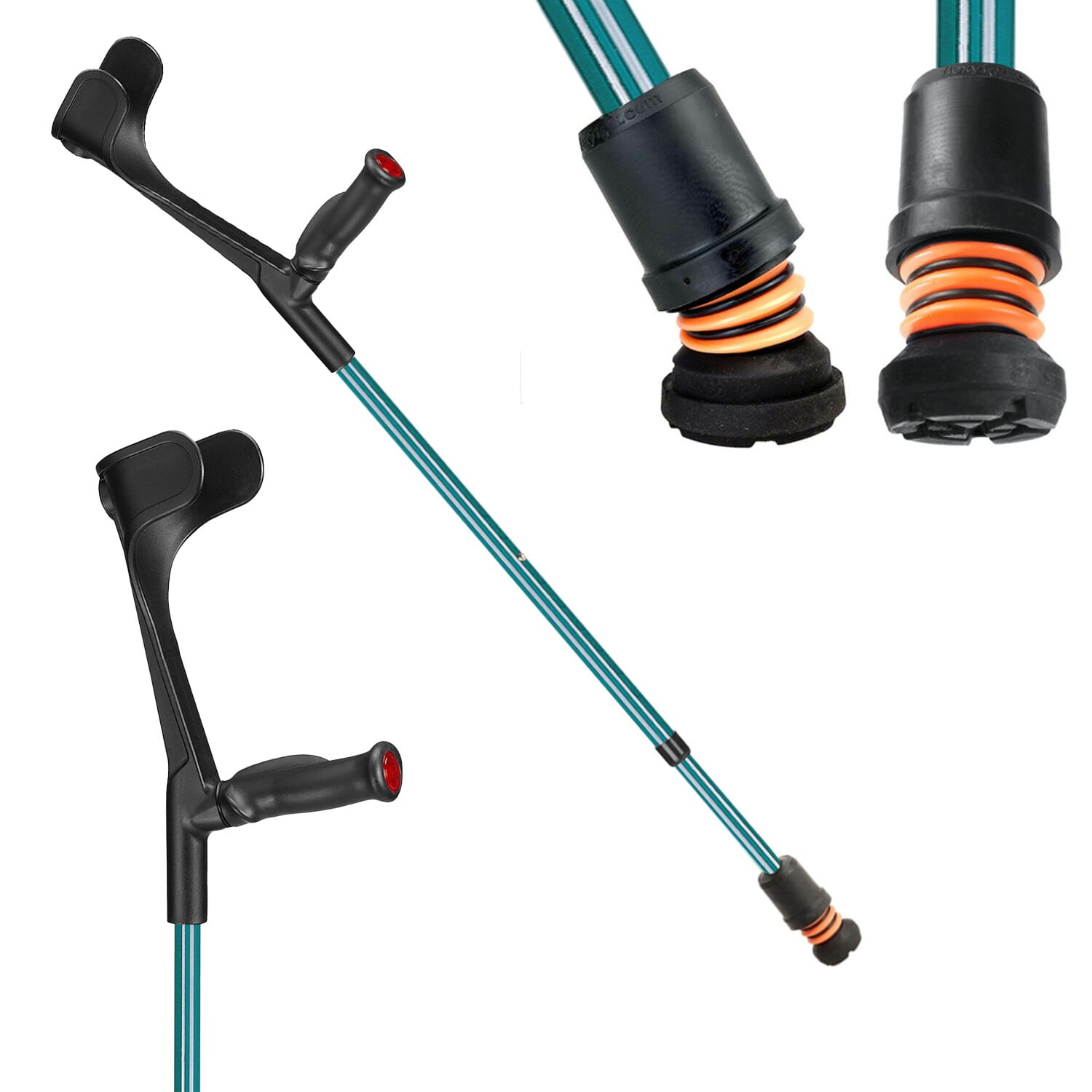 View Flexyfoot Open Cuff Comfort Grip Crutches Turquoise Right information