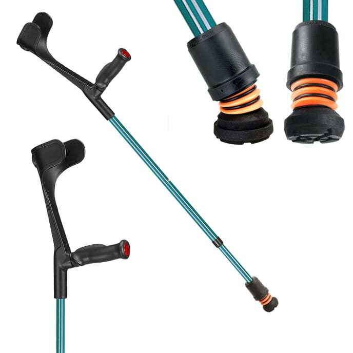 flexyfoot open cuff comfort grip crutches turquoise right