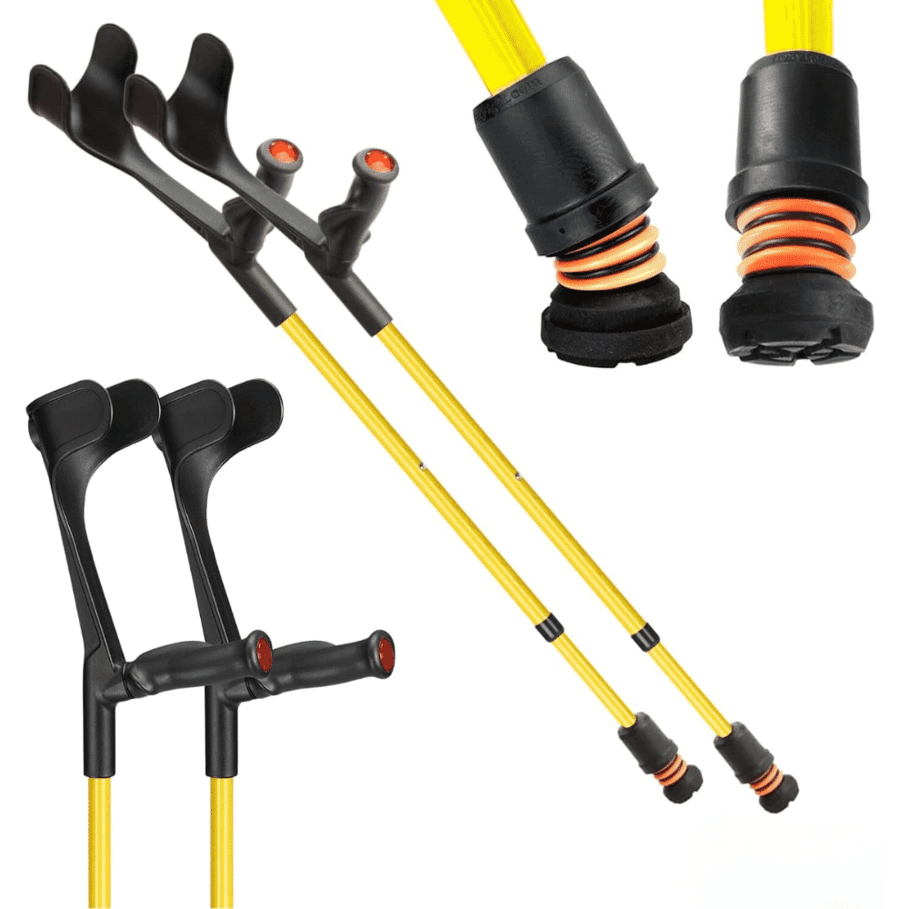 flexyfoot open cuff comfort grip crutches yellow pair