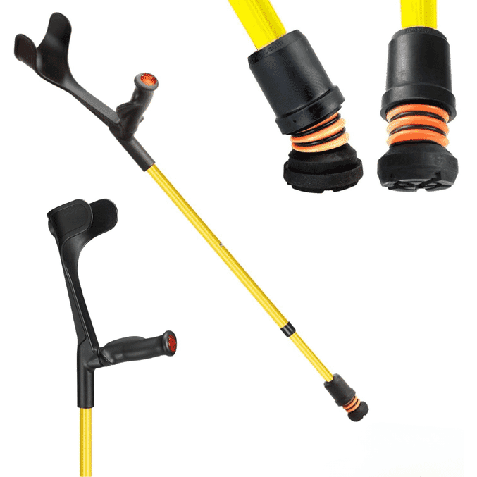 flexyfoot open cuff comfort grip crutches yellow right