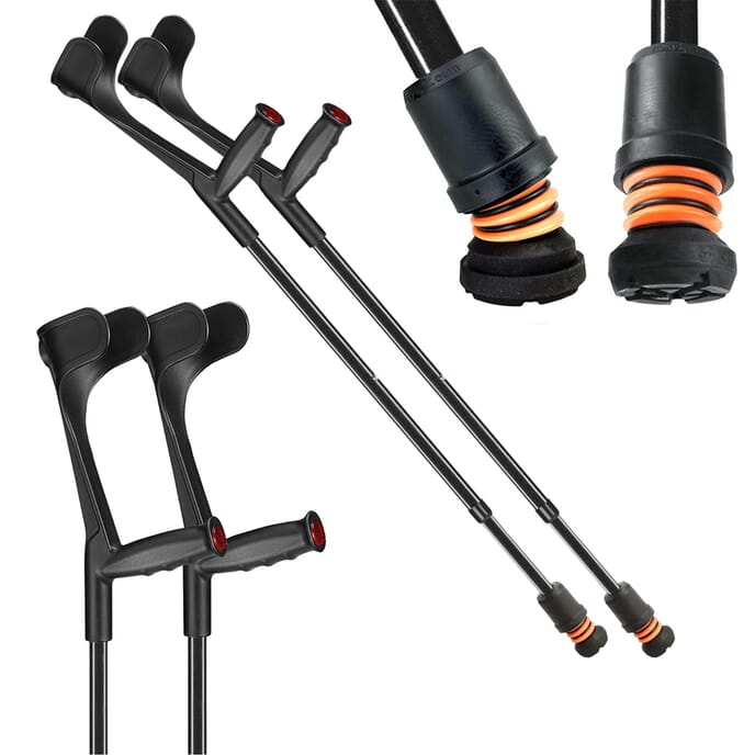 flexyfoot open cuff soft grip crutches black pair 1