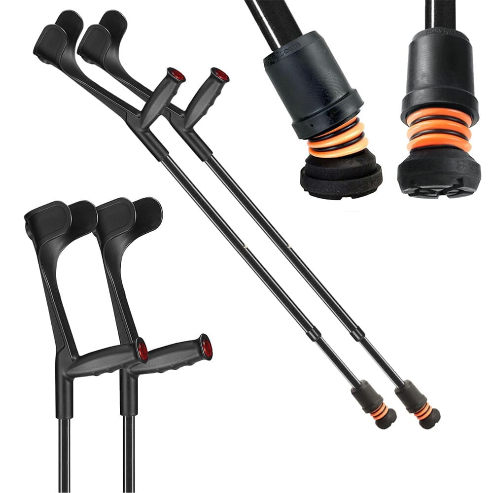 flexyfoot open cuff soft grip crutches black pair