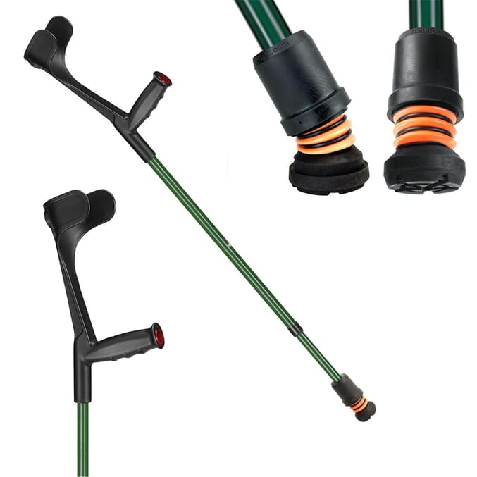 flexyfoot open cuff soft grip crutches british racing green single