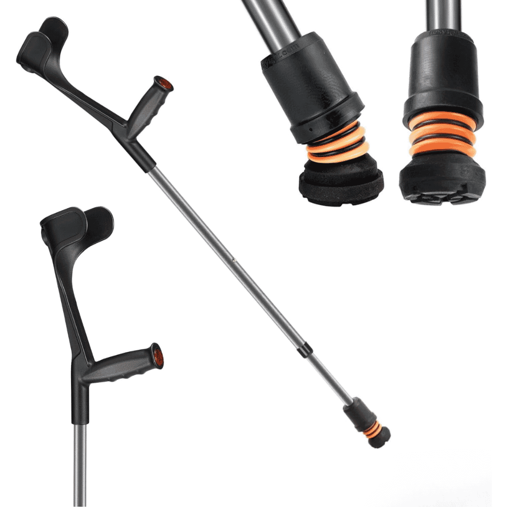 flexyfoot open cuff soft grip crutches grey single