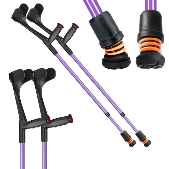 flexyfoot open cuff soft grip crutches lilac pair