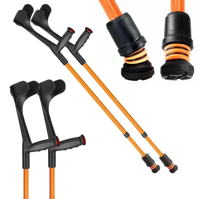 flexyfoot open cuff soft grip crutches orange pair