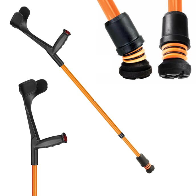 flexyfoot open cuff soft grip crutches orange single