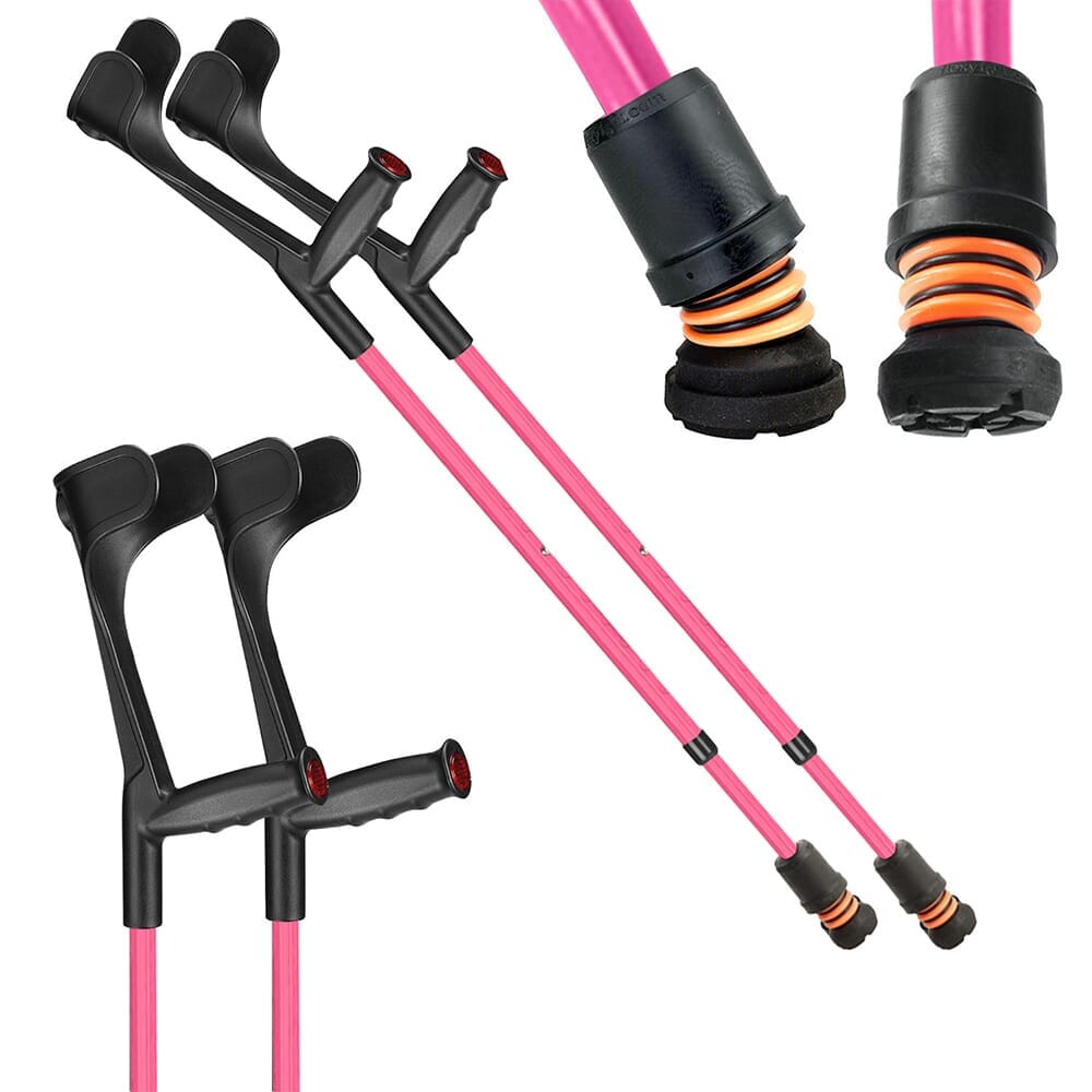 flexyfoot open cuff soft grip crutches pink pair