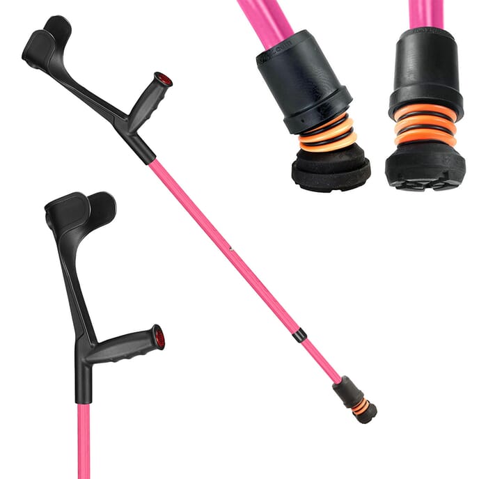 flexyfoot open cuff soft grip crutches pink single 1