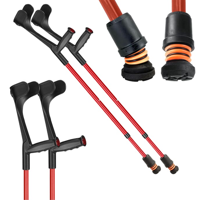 flexyfoot open cuff soft grip crutches red pair 1