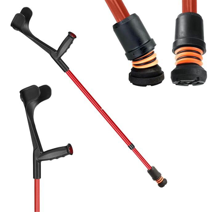 flexyfoot open cuff soft grip crutches red single 1