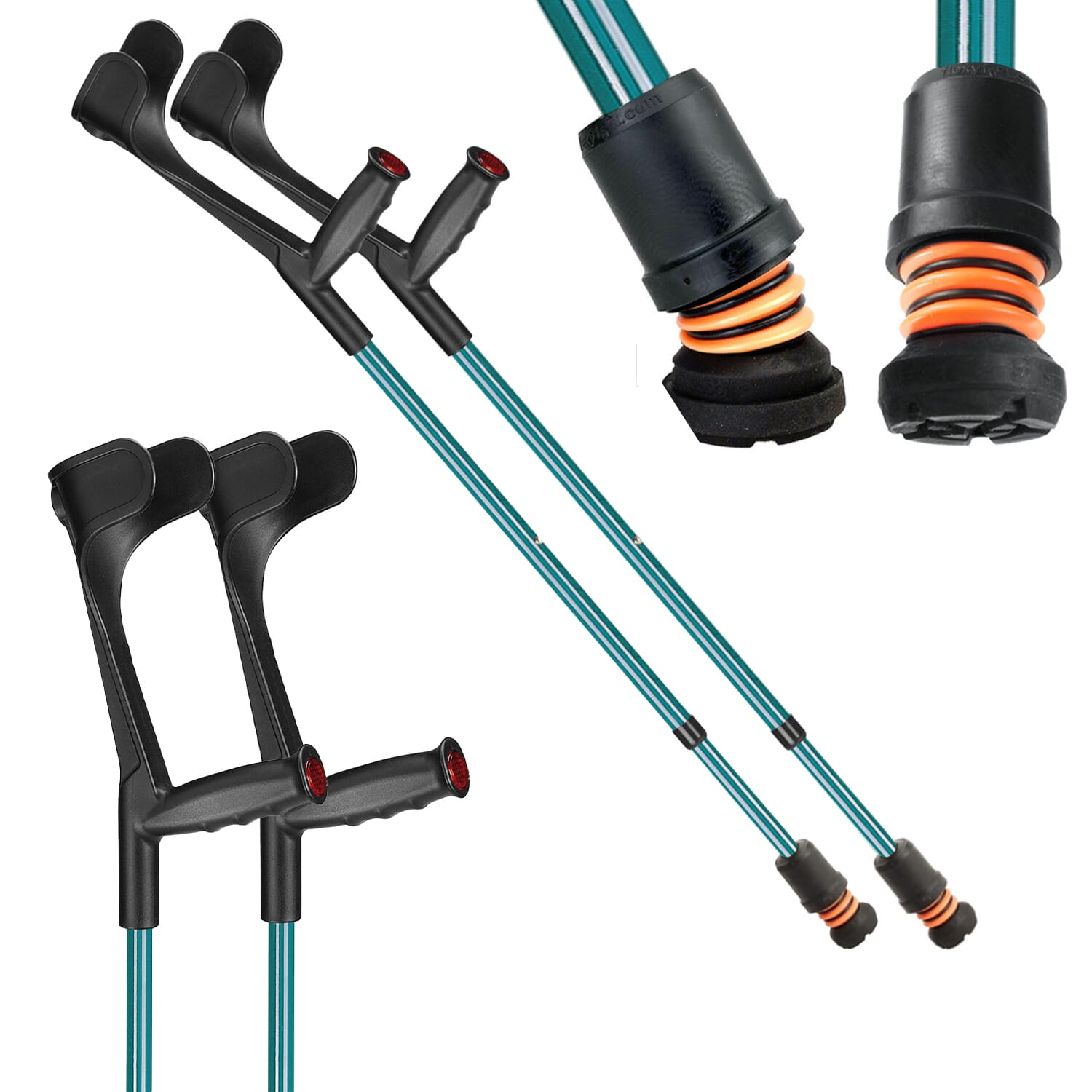 View Flexyfoot Open Cuff Soft Grip Crutches Turquoise Pair information