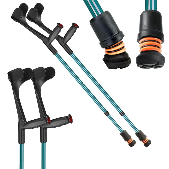 flexyfoot open cuff soft grip crutches turquoise pair