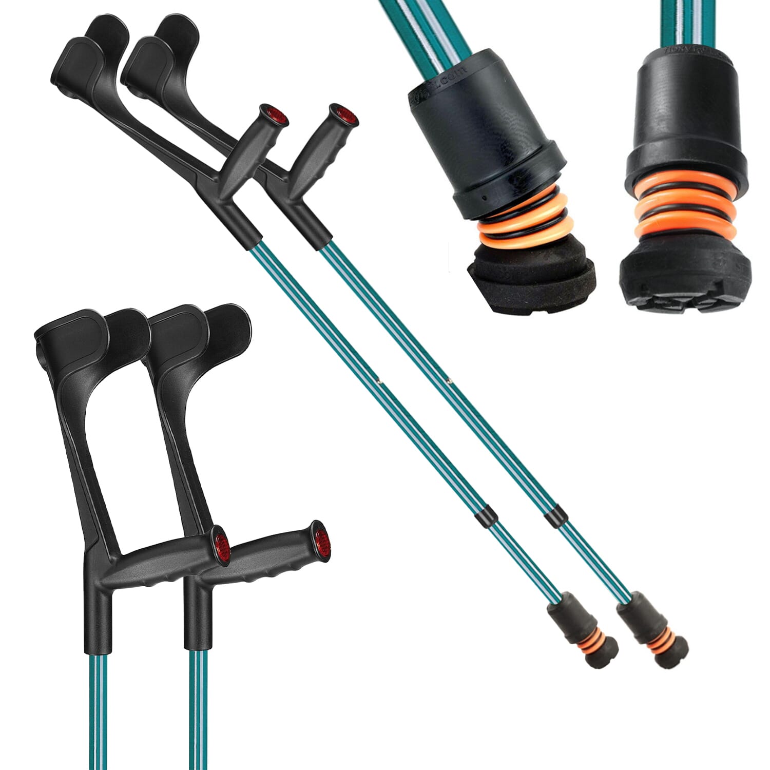 flexyfoot open cuff soft grip crutches turquoise pair