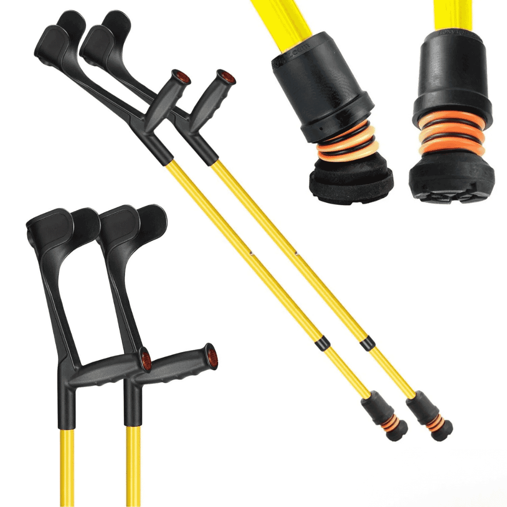 flexyfoot open cuff soft grip crutches yellow pair