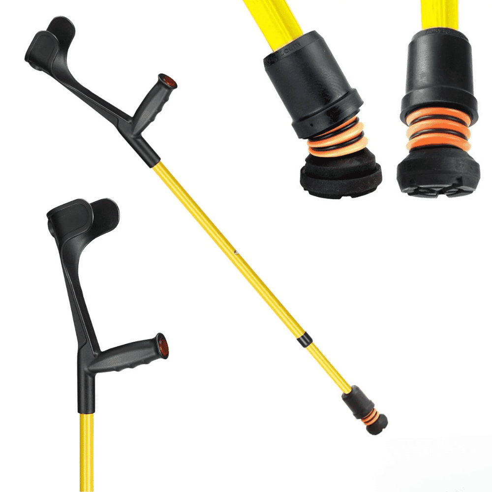 flexyfoot open cuff soft grip crutches yellow single