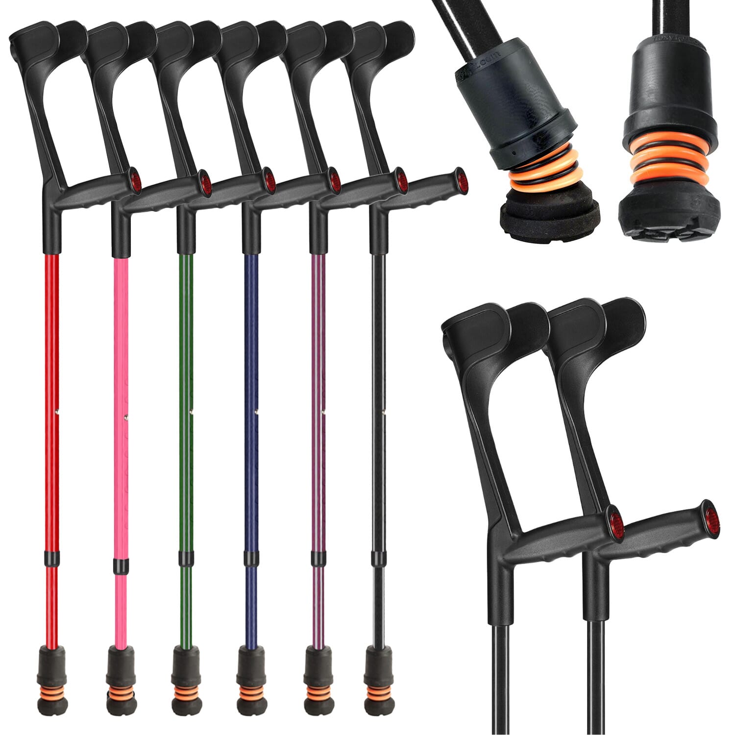 Flexyfoot Open Cuff Soft Grip Crutches Red Single from Essential Aids