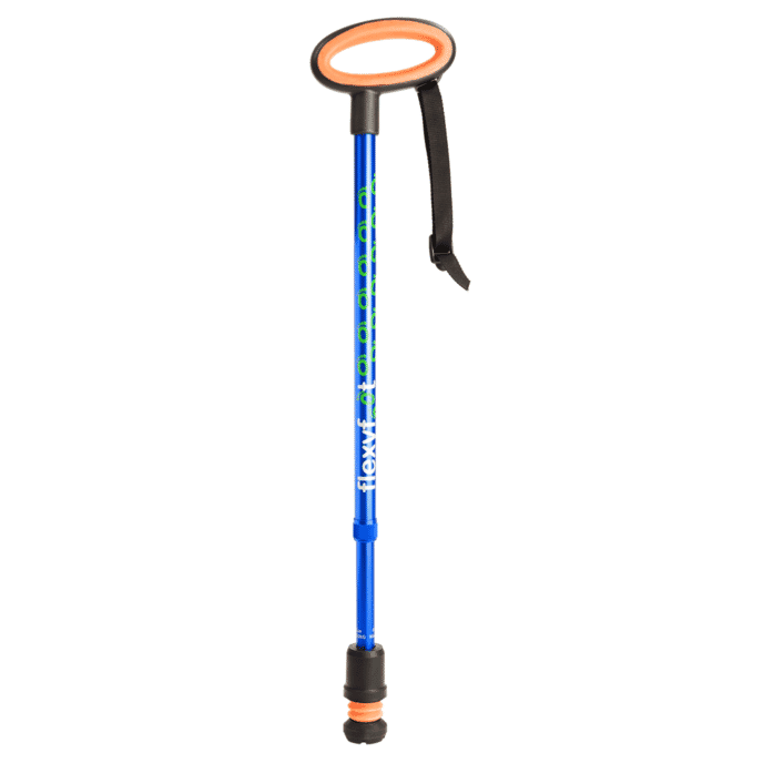 flexyfoot oval handle walking stick blue