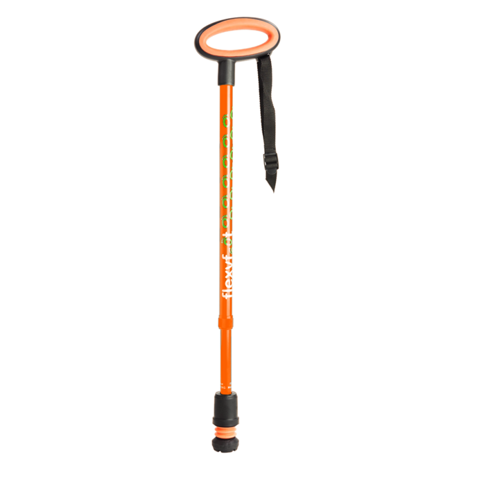 flexyfoot oval handle walking stick orange