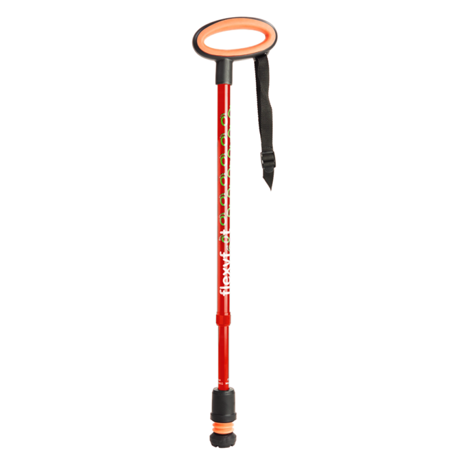 flexyfoot oval handle walking stick red