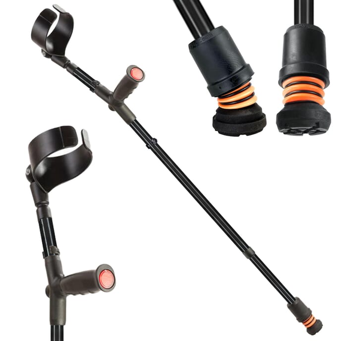 flexyfoot soft grip double adjustable crutches black single