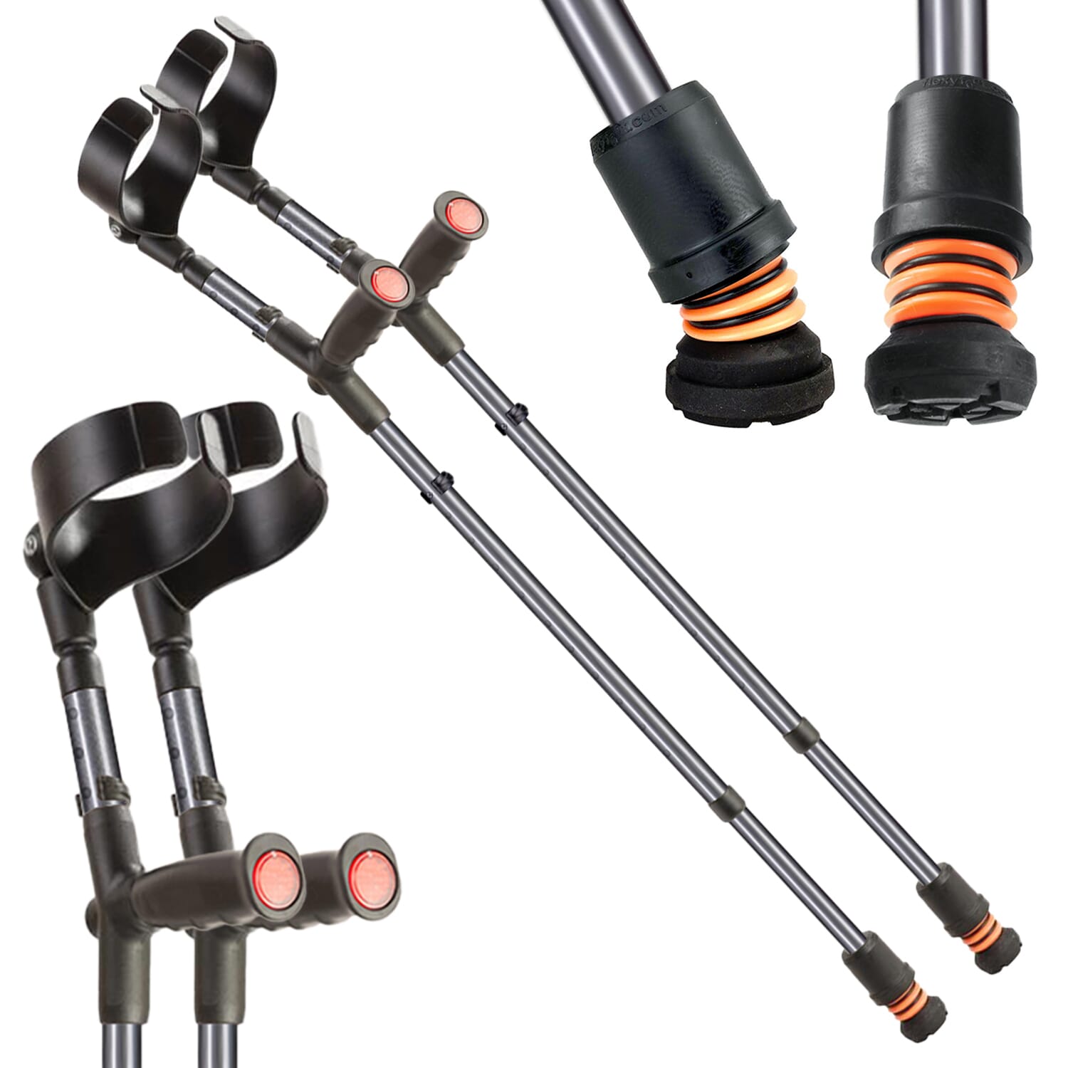 flexyfoot soft grip double adjustable crutches grey pair