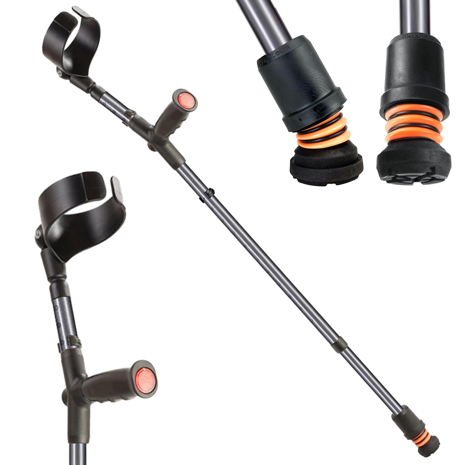 View Flexyfoot Soft Grip Double Adjustable Crutches Grey Single information