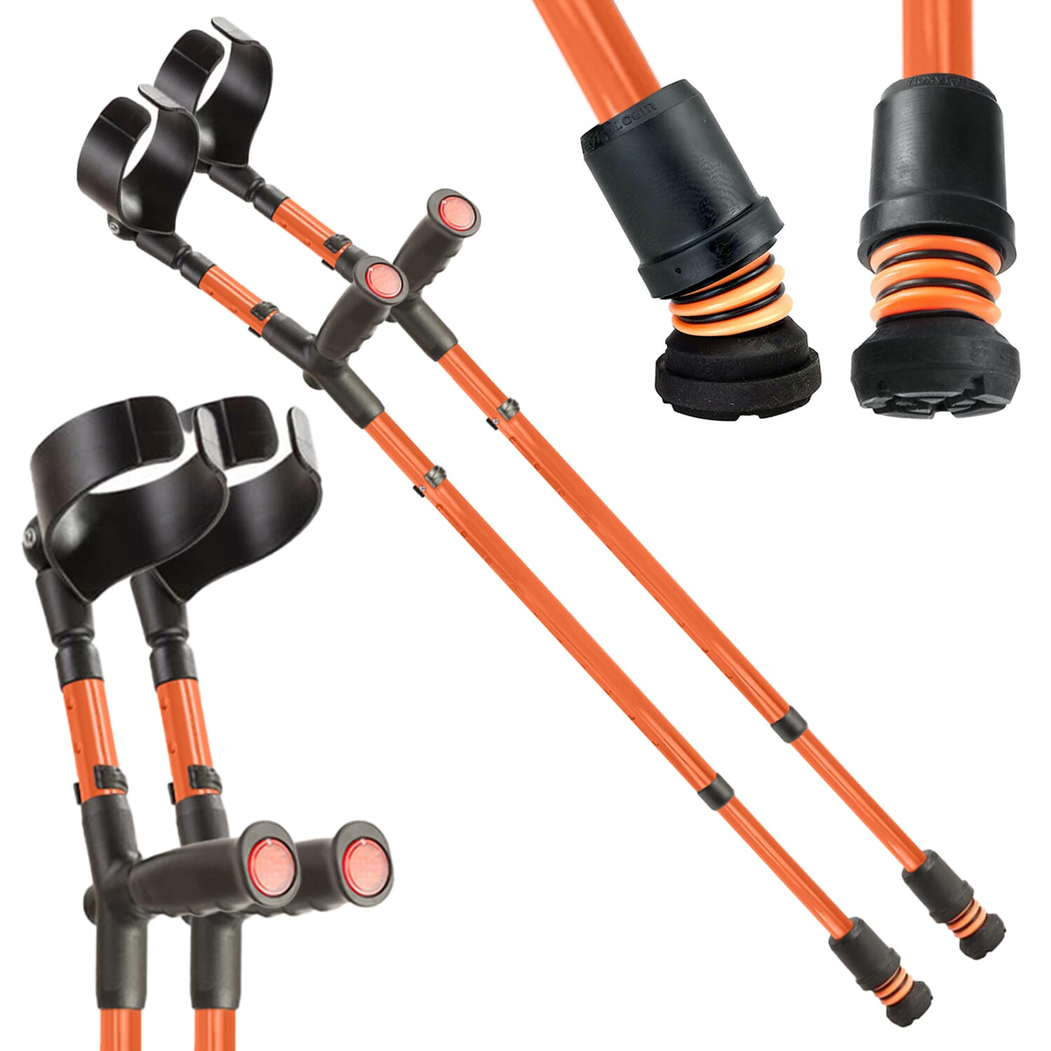 View Flexyfoot Soft Grip Double Adjustable Crutches Orange Pair information