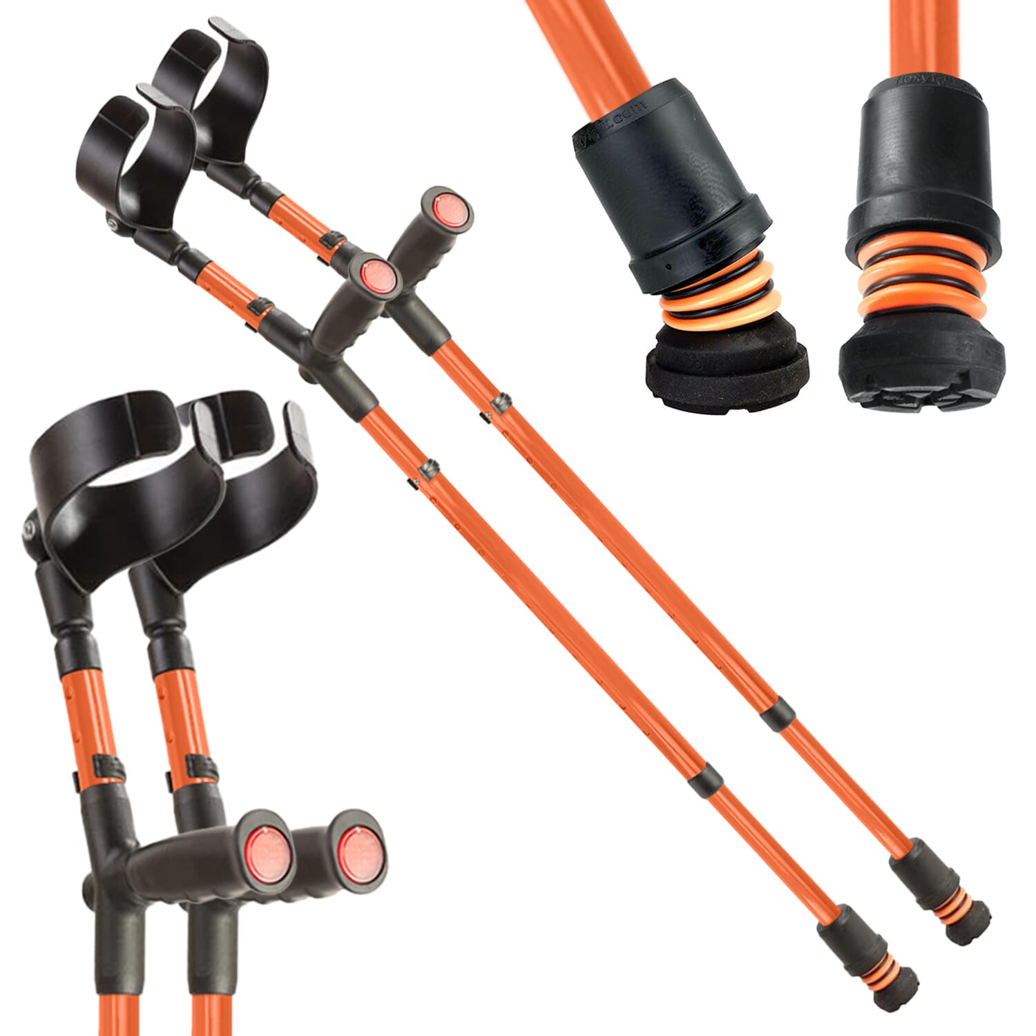 flexyfoot soft grip double adjustable crutches orange pair