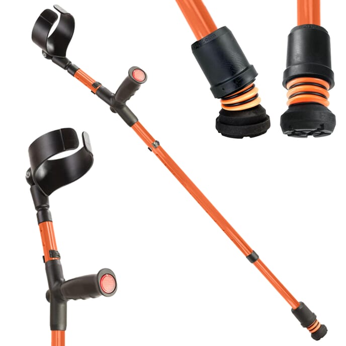 flexyfoot soft grip double adjustable crutches orange single