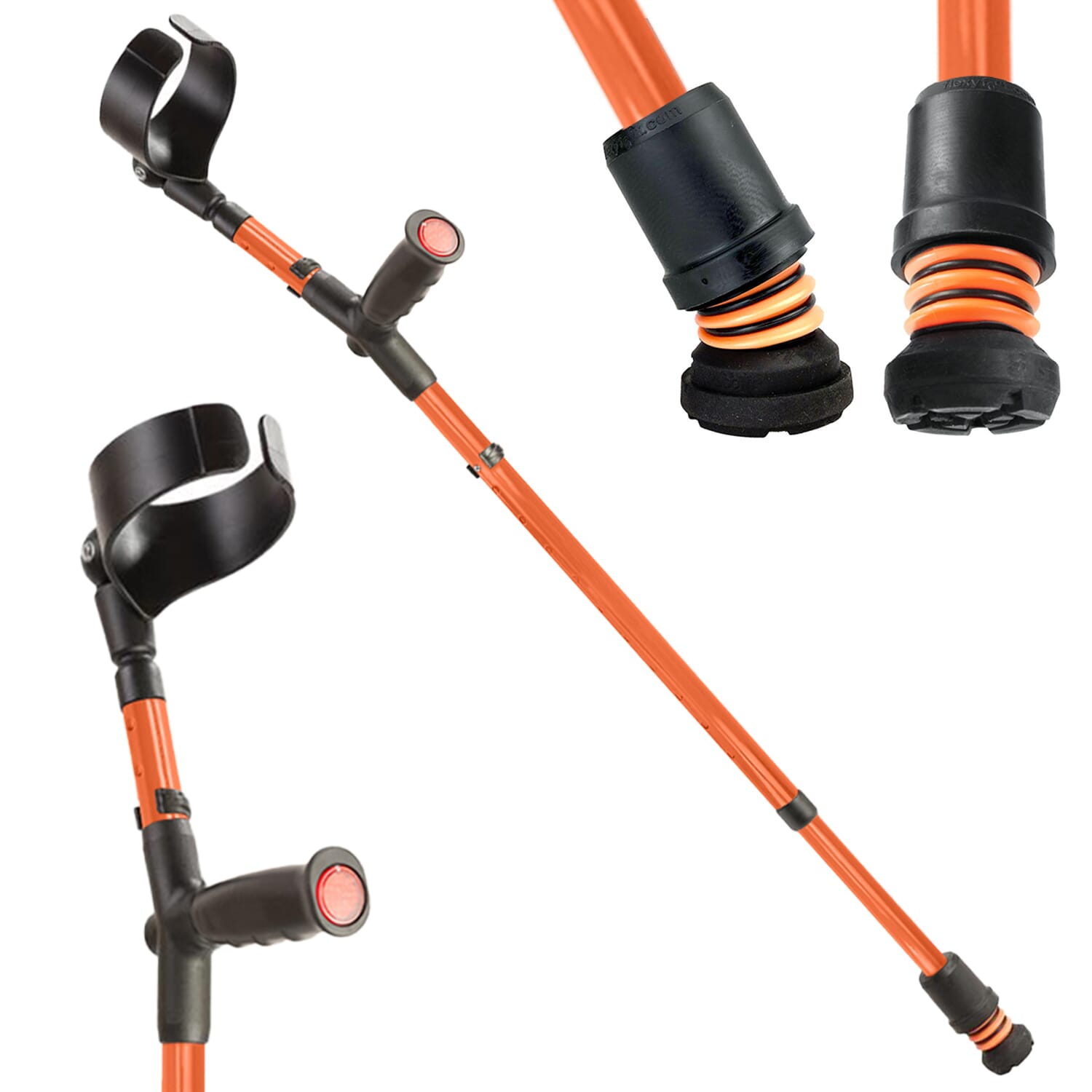 flexyfoot soft grip double adjustable crutches orange single