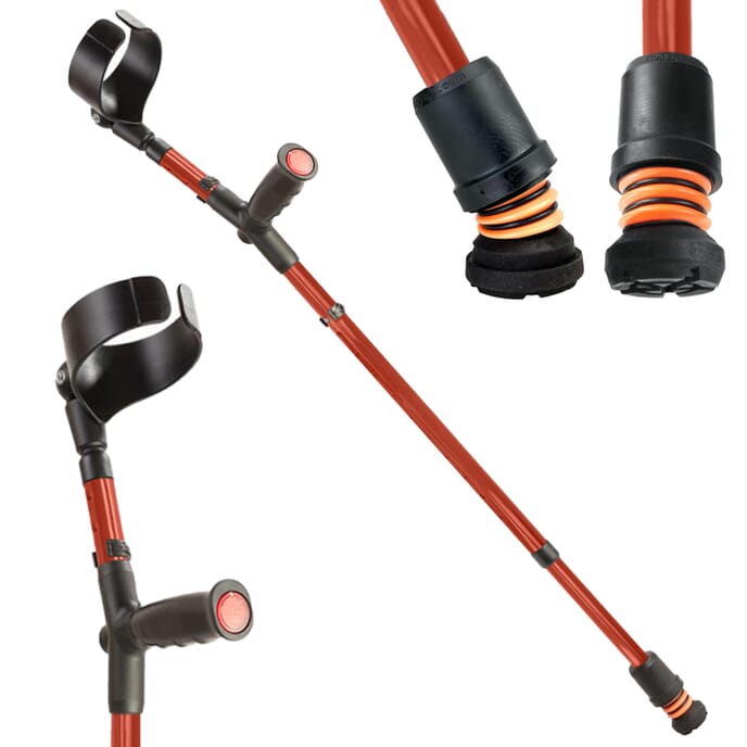 flexyfoot soft grip double adjustable crutches red single