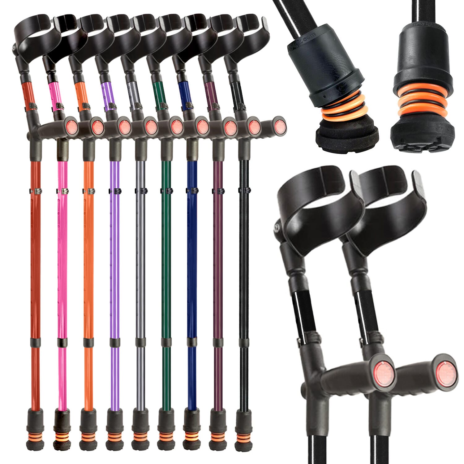 View Flexyfoot Soft Grip Double Adjustable Crutches Pink Single information