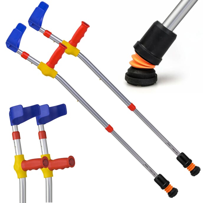 flexyfoot soft grip double adjustable kids crutches red pair