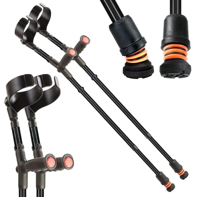 flexyfoot soft grips double adjustable crutches black pair