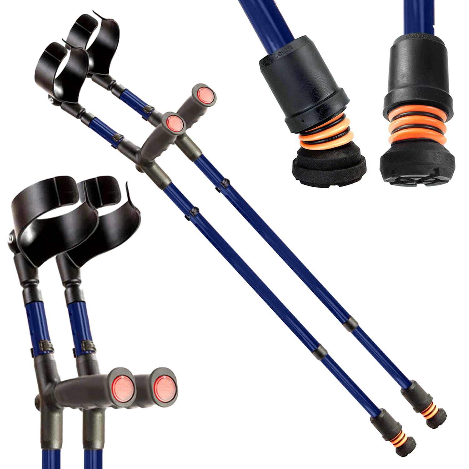 View Flexyfoot Soft Grip Double Adjustable Crutches Blue Pair information