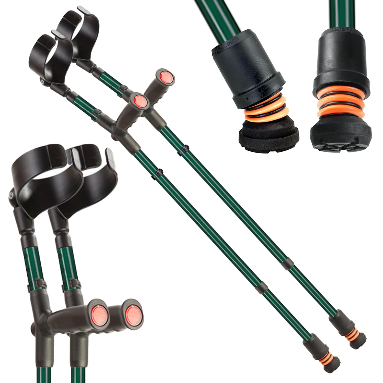 View Flexyfoot Soft Grip Double Adjustable Crutches British Racing Green Pair information