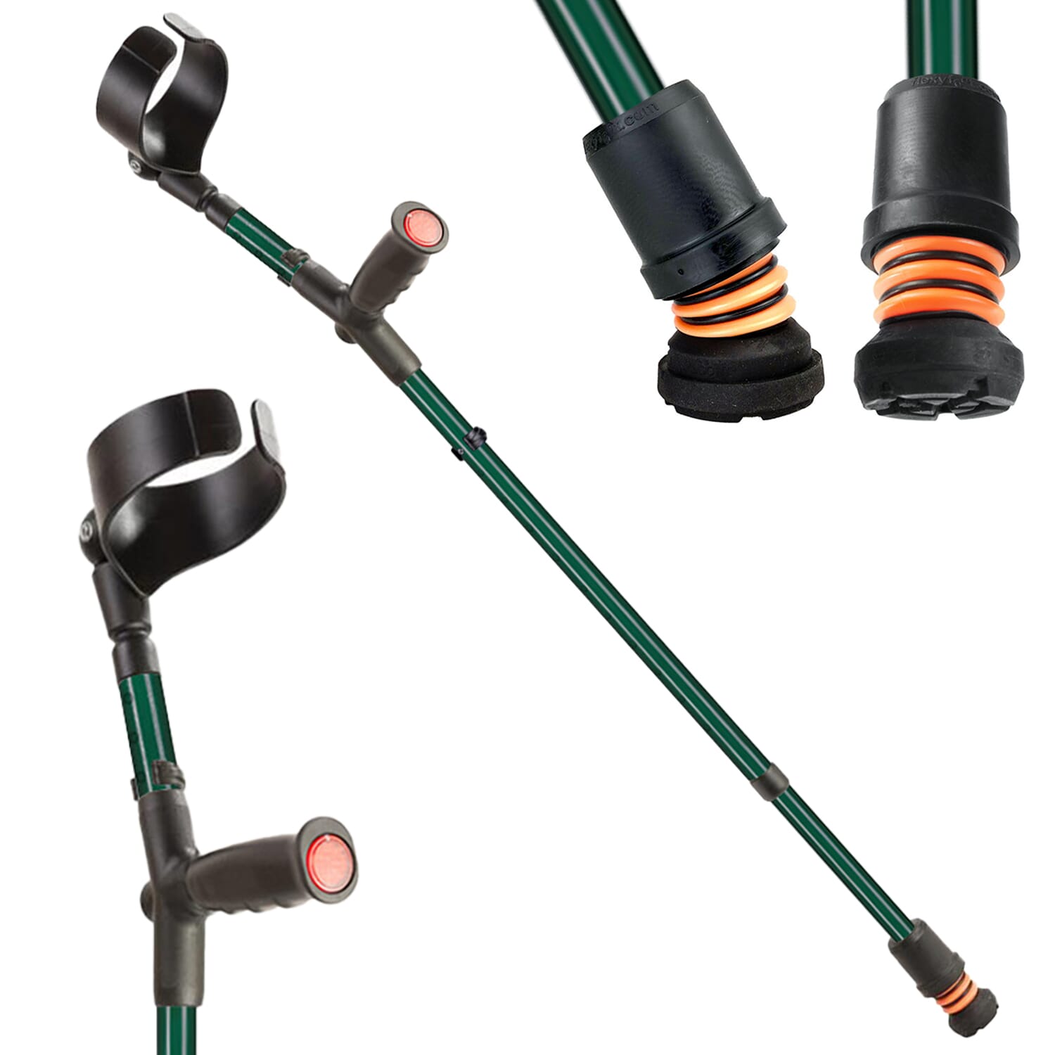 View Flexyfoot Soft Grip Double Adjustable Crutches British Racing Green Single information