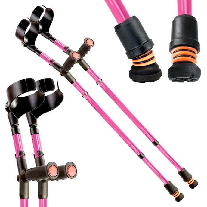 flexyfoot soft grips double adjustable crutches pink pair