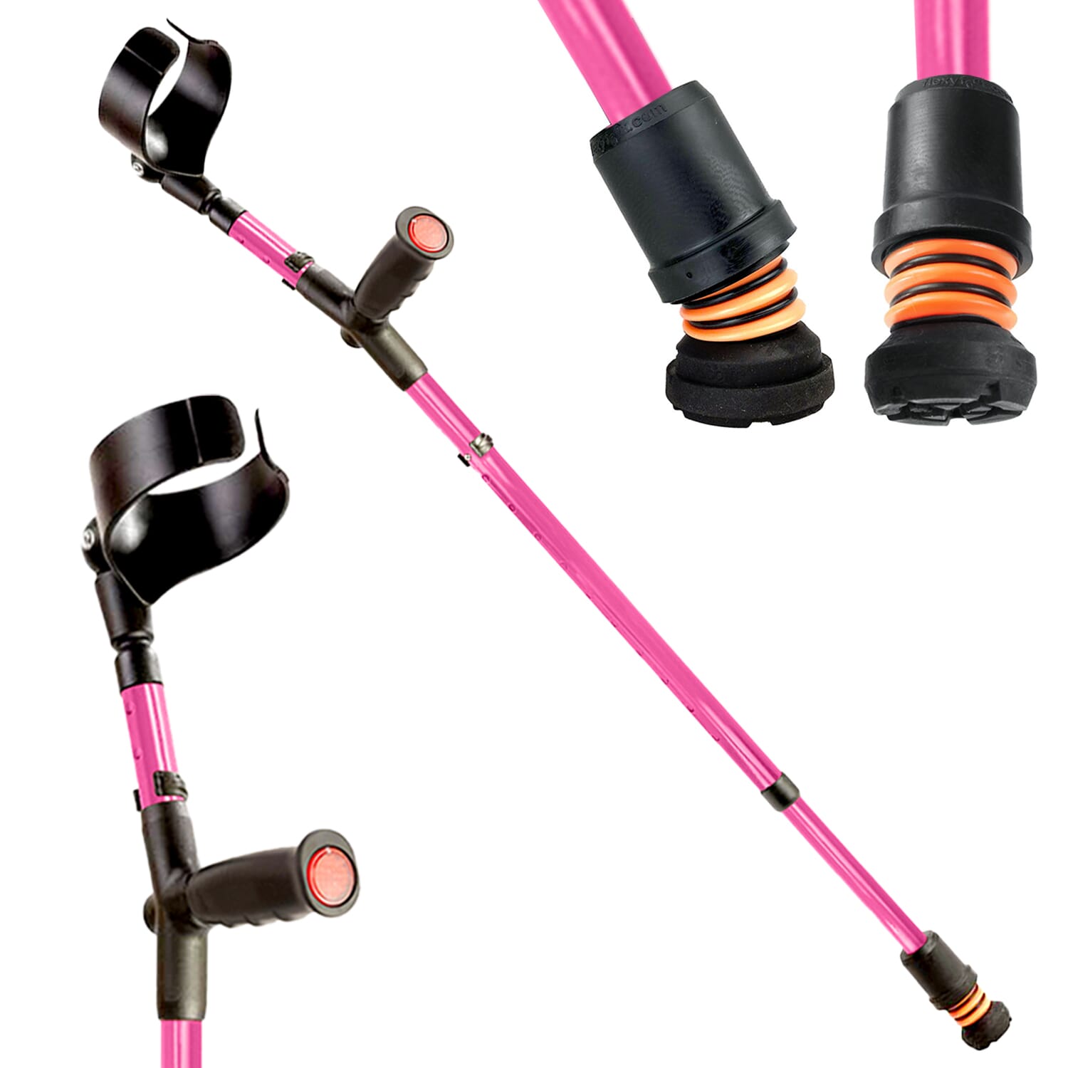 View Flexyfoot Soft Grip Double Adjustable Crutches Pink Single information