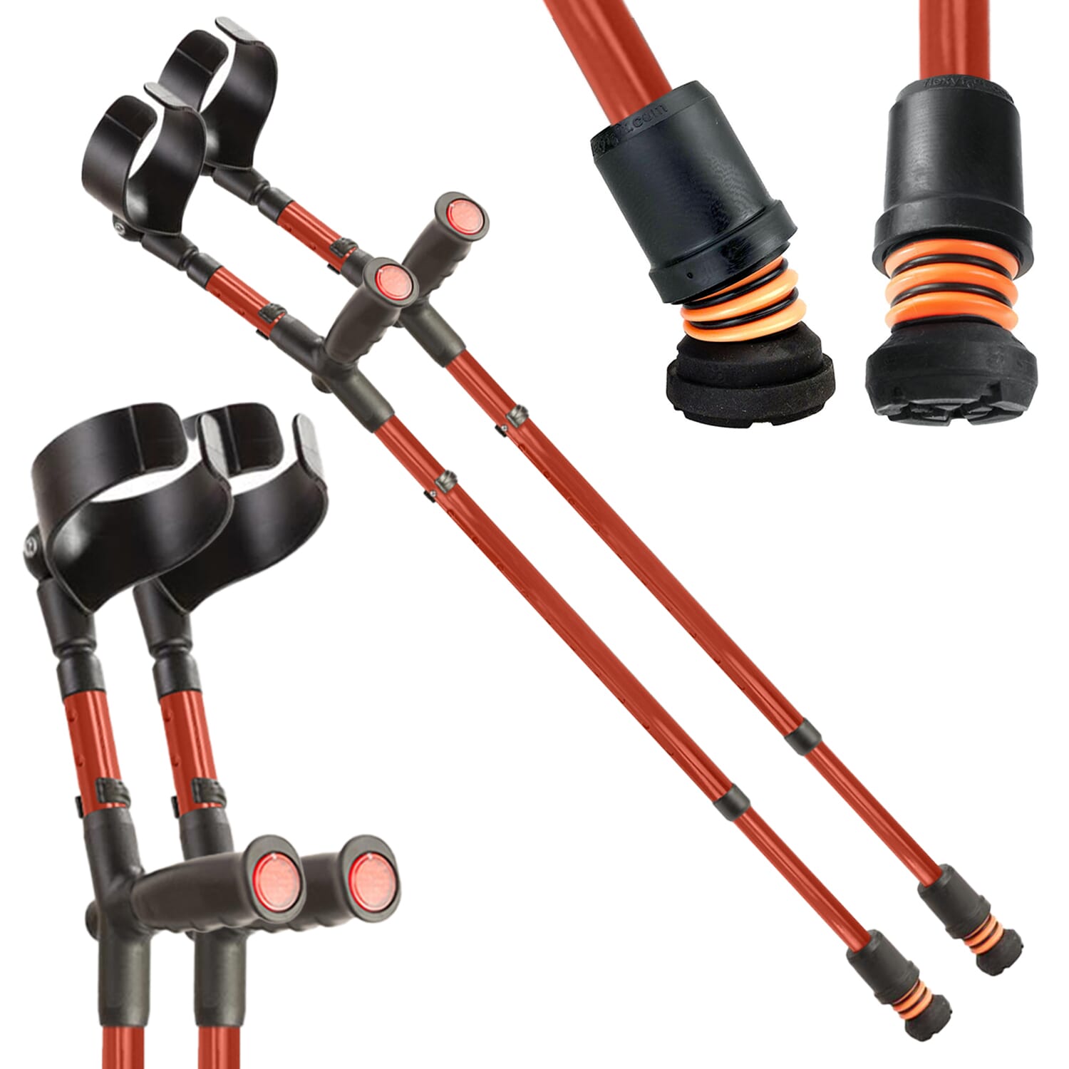 View Flexyfoot Soft Grip Double Adjustable Crutches Red Pair information
