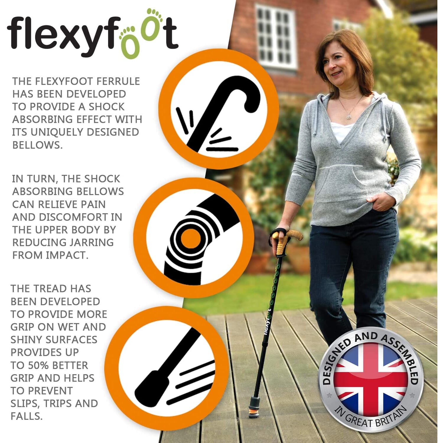 flexyfoot walking stick ferrule black infographic
