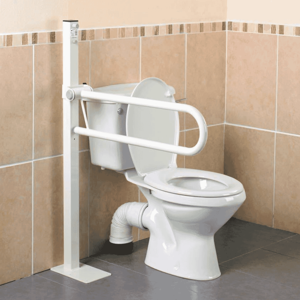 floor mounted folding rail in use